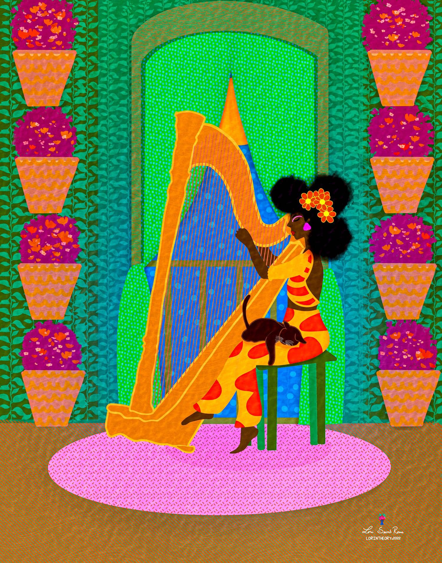 Limited Edition The Harpist Giclée Wall Art for Living Room