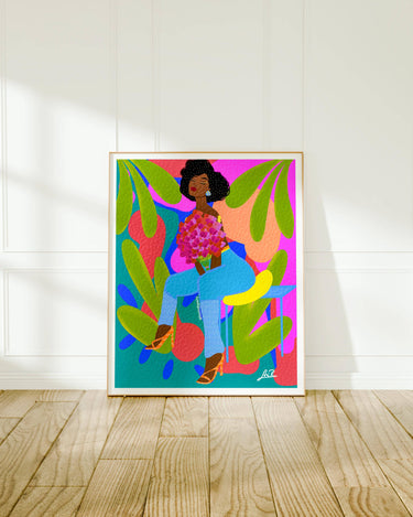 Afro colorful Wall Art Confidence Floral