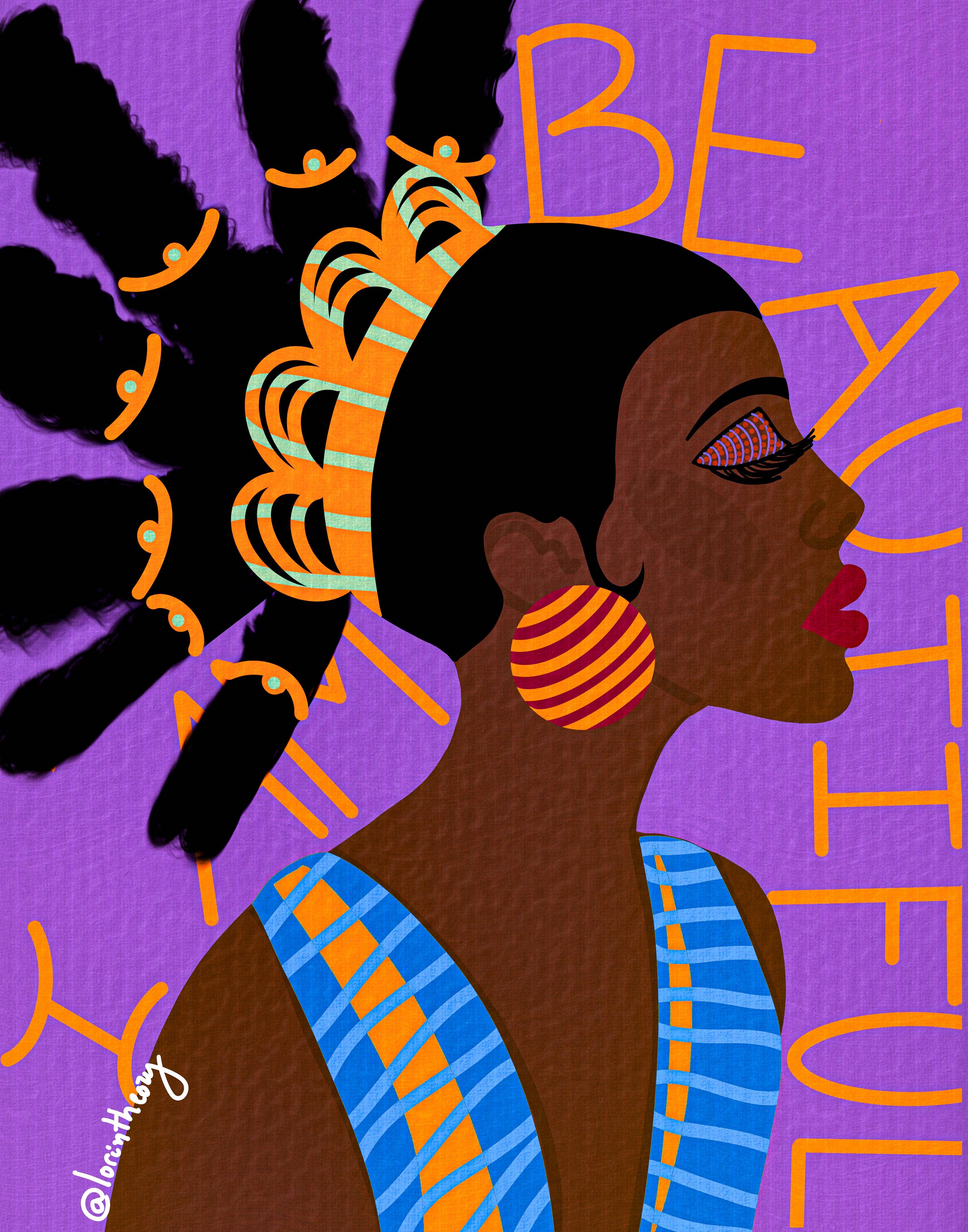 I am Beautiful Afro Woman Wall Art Home Decor