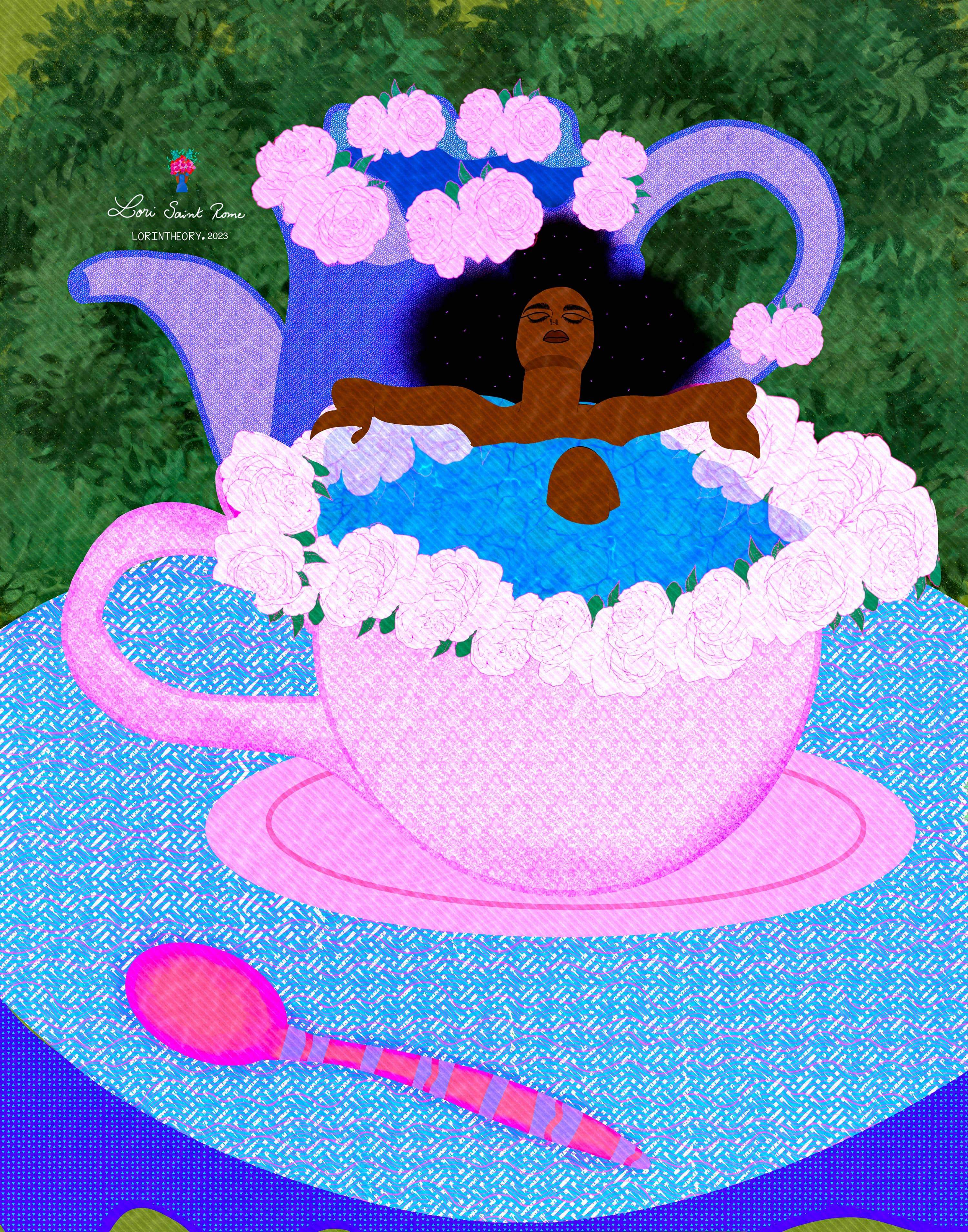Morning Tea Self-Care Fine Afro Wall Art Print