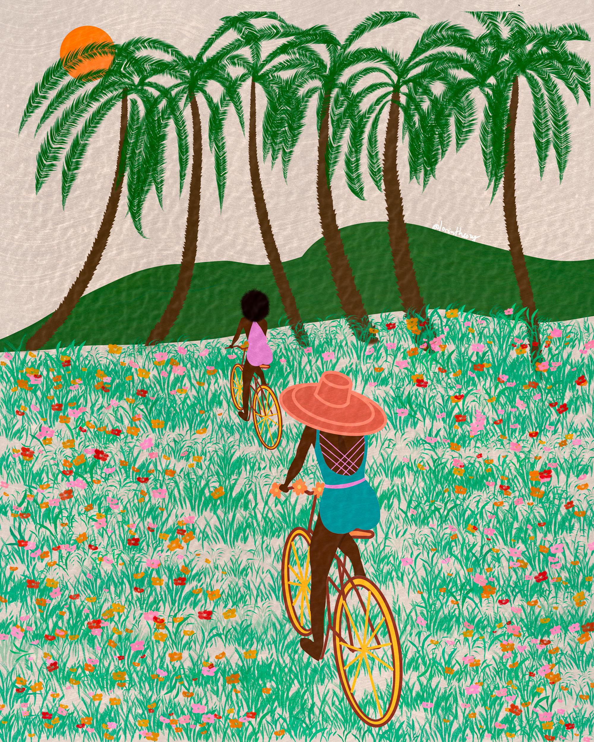 Summer Time, Biking, Afro Friendship Wall Art